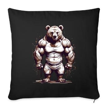 Bodybuilder Bear Dad Strength Muscles Love - Sofa pillowcase 17,3'' x 17,3'' (45 x 45 cm) - black - Front