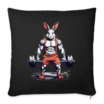 Fitness Hase Bodybuilding Powerlifting Stil - Sofakissenbezug 45 x 45 cm - Schwarz - Vorne