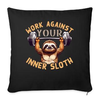 Paresseux a vaincu le dicton de remise en forme drôle - Housse de coussin décorative 45 x 45 cm - noir - Devant
