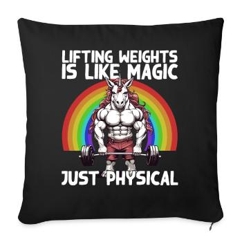 Bodybuilder Unicorn Workout Magic Saying - Sofa pillowcase 17,3'' x 17,3'' (45 x 45 cm) - black - Front