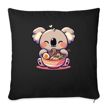 süße Koala isst Ramen Nudeln Koalas Ramen - Sofakissenbezug 45 x 45 cm - Schwarz - Vorne