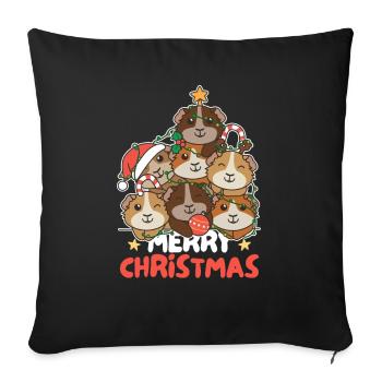 Guinea Pig Christmas Tree Merry Christmas - Sofa pillowcase 17,3'' x 17,3'' (45 x 45 cm) - black - Front