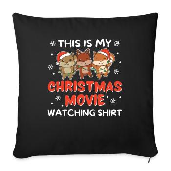 Eichhörnchen Christmas Movie Watching - Sofakissenbezug 45 x 45 cm - Schwarz - Vorne