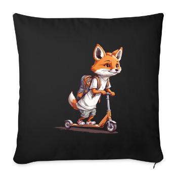 Abenteuer Fuchs Erster Schultag Roller Design - Sofakissenbezug 45 x 45 cm - Schwarz - Vorne