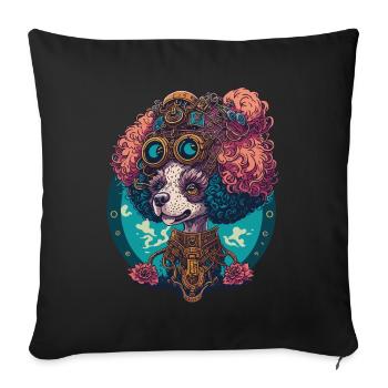 Steampunk Pudel Ästhetisches Hunde Design - Sofakissenbezug 45 x 45 cm - Schwarz - Vorne