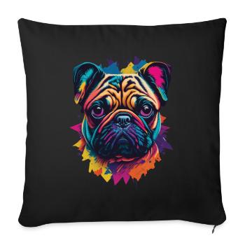 Popart Pug Dog Aesthetic Dog Illustration - Sofa pillowcase 17,3'' x 17,3'' (45 x 45 cm) - black - Front