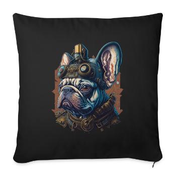 Retro French Bulldog Steampunk Dog - Sofa pillowcase 17,3'' x 17,3'' (45 x 45 cm) - black - Front