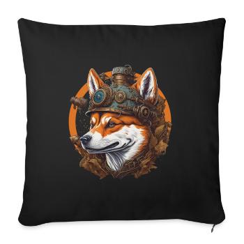 Steampunk Shiba Dog Vintage Machine Dog Design - Sofa pillowcase 17,3'' x 17,3'' (45 x 45 cm) - black - Front
