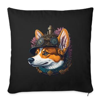 Aesthetic Steampunk Corgi Dog Lover Dog - Sofa pillowcase 17,3'' x 17,3'' (45 x 45 cm) - black - Front