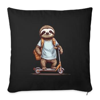 Sloth School Kid Scooter Fun Design - Sofa pillowcase 17,3'' x 17,3'' (45 x 45 cm) - black - Front