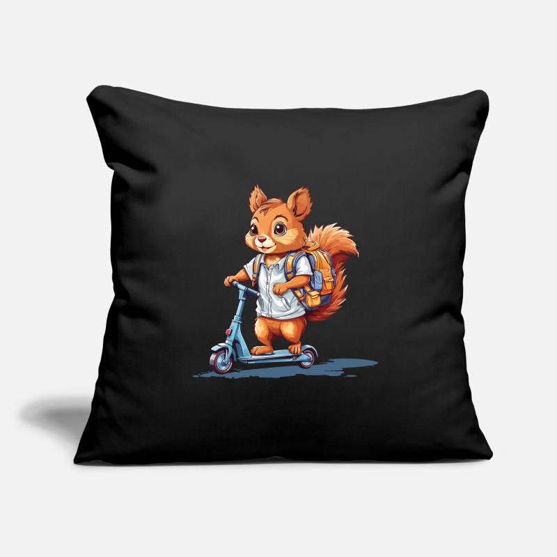Fröhliches Eichhörnchen Schulstart Roller Design Sofakissenbezug 45 x 45 cm