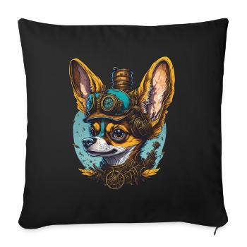 Steampunk Chihuahua Mechanical Dog Dog Art - Sofa pillowcase 17,3'' x 17,3'' (45 x 45 cm) - black - Front