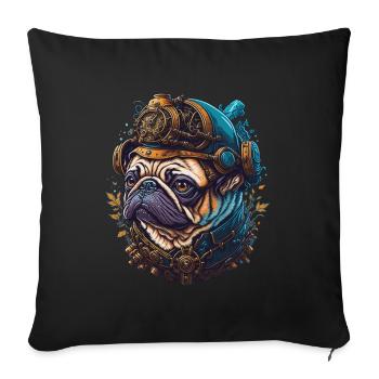 Steampunk Pug Dog Vaporwave Dog Lover - Sofa pillowcase 17,3'' x 17,3'' (45 x 45 cm) - black - Front