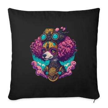 Chien caniche steampunk victorien chien Style - Housse de coussin décorative 45 x 45 cm - noir - Devant