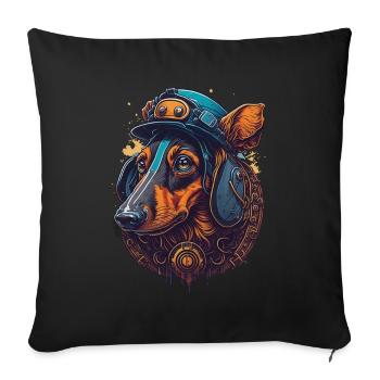 Steampunk Dachshund Dog Design for Dog Lovers - Sofa pillowcase 17,3'' x 17,3'' (45 x 45 cm) - black - Front