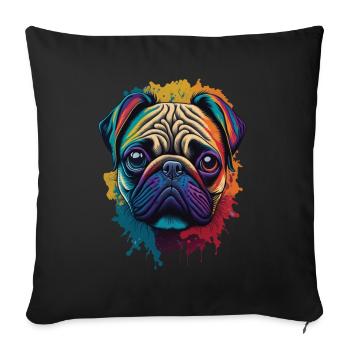 Mops Hund Kunst Ästhetik Design - Sofakissenbezug 45 x 45 cm - Schwarz - Vorne