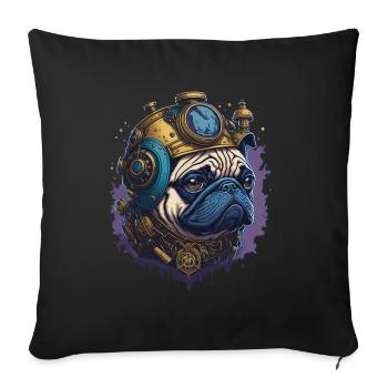Aesthetic Steampunk Pug Dog Dog Lover - Sofa pillowcase 17,3'' x 17,3'' (45 x 45 cm) - black - Front