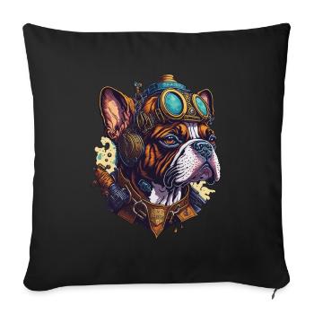 Vintage Steampunk Boxer Dog Machinery Design - Sofa pillowcase 17,3'' x 17,3'' (45 x 45 cm) - black - Front