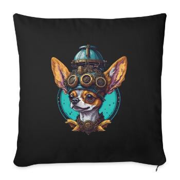 Retro Steampunk Sci-Fi Chihuahua Dogs Design - Sofa pillowcase 17,3'' x 17,3'' (45 x 45 cm) - black - Front