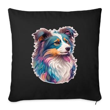 Australian Shepherd Dog Dog Lover Art - Sofa pillowcase 17,3'' x 17,3'' (45 x 45 cm) - black - Front
