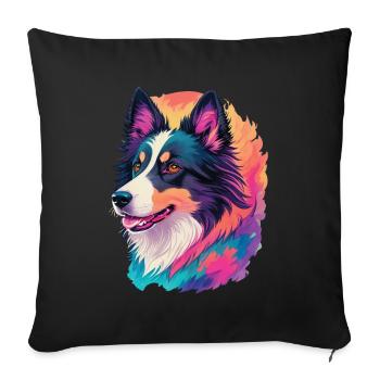 Colorful Border Collie Art Design for Dog Fans - Sofa pillowcase 17,3'' x 17,3'' (45 x 45 cm) - black - Front