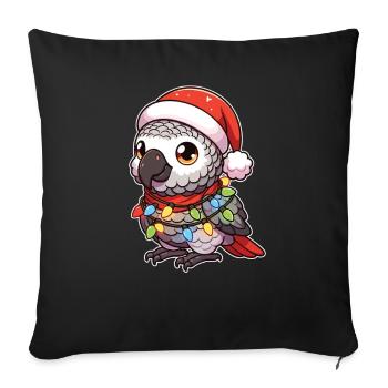Noël guirlandes lumineuses perroquet gris - Housse de coussin décorative 45 x 45 cm - noir - Devant