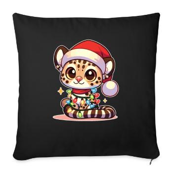 Weihnachtsmütze Weihnachten Lichterkette Ozelot - Sofakissenbezug 45 x 45 cm - Schwarz - Vorne