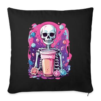 Gothic Bubble Tea Skeleton Halloween Aesthetic - Sofa pillowcase 17,3'' x 17,3'' (45 x 45 cm) - black - Front