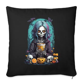 Pastel Gothic Skull Dia de Muertos Design - Sofakissenbezug 45 x 45 cm - Schwarz - Vorne