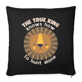 Lion Dicton, Confiance En Soi, Drôle De Tête De Lion - Housse de coussin décorative 45 x 45 cm - noir - Devant