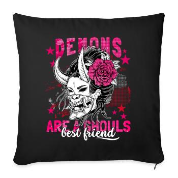 Anime Girl, Japanese Geisha, Japan Demon Saying - Sofa pillowcase 17,3'' x 17,3'' (45 x 45 cm) - black - Front