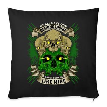 Totenköpfe, Skull, lustiger Spruch, Totenschädel - Sofakissenbezug 45 x 45 cm - Schwarz - Vorne
