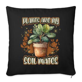 Pot de fleur avec hévéa, drôle de plantes disant - Housse de coussin décorative 45 x 45 cm - noir - Devant