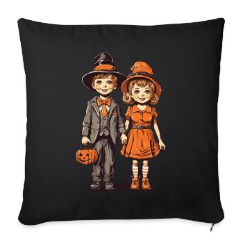 Rétro Halloween Trick or Treat Kids Design - Housse de coussin décorative 45 x 45 cm - noir - Devant