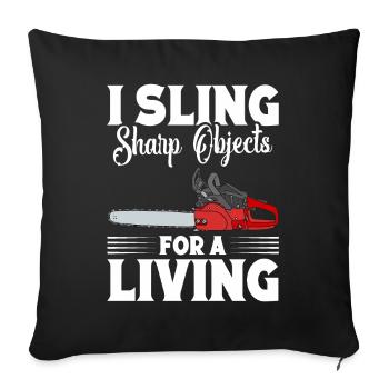 Wood Chipper Gloves Chainsaw Lumberjack Tree Plant - Sofa pillowcase 17,3'' x 17,3'' (45 x 45 cm) - black - Front