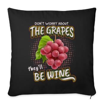Drôle De Vin Dicton, Raisins, Buveur De Vin Jeu De Mots - Housse de coussin décorative 45 x 45 cm - noir - Devant