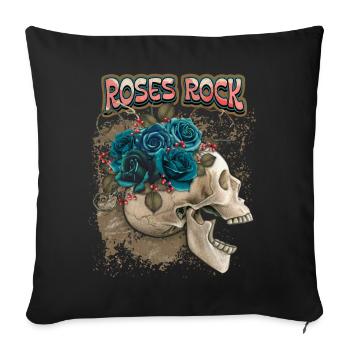 Skull, skull with black roses, saying - Sofa pillowcase 17,3'' x 17,3'' (45 x 45 cm) - black - Front