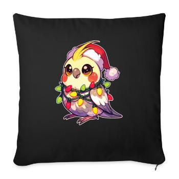 Christmas Fairy Lights Cockatiel - Sofa pillowcase 17,3'' x 17,3'' (45 x 45 cm) - black - Front