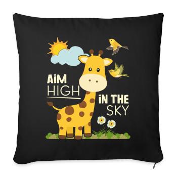 Citation de motivation, citation de motivation de girafe comique - Housse de coussin décorative 45 x 45 cm - noir - Devant