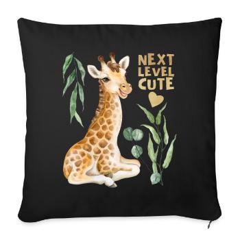 Comic Giraffe, lustiger Spruch - Sofakissenbezug 45 x 45 cm - Schwarz - Vorne