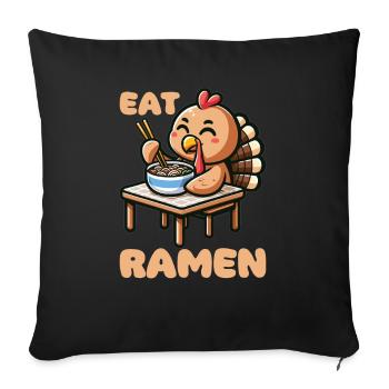 Thanksgiving Turquie Végétarien Végétalien Manger Ramen - Housse de coussin décorative 45 x 45 cm - noir - Devant