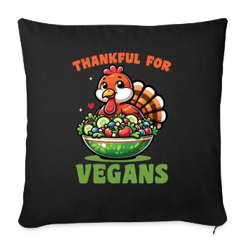 Salade de dinde de Thanksgiving reconnaissante pour les végétaliens - Housse de coussin décorative 45 x 45 cm - noir - Devant
