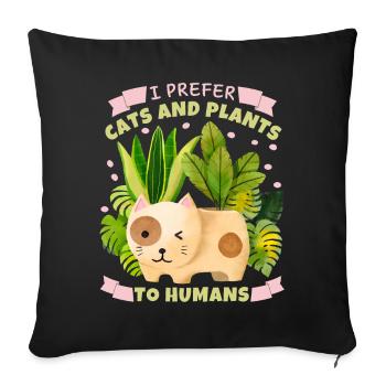 Cats and plants funny saying with flower pot - Sofa pillowcase 17,3'' x 17,3'' (45 x 45 cm) - black - Front