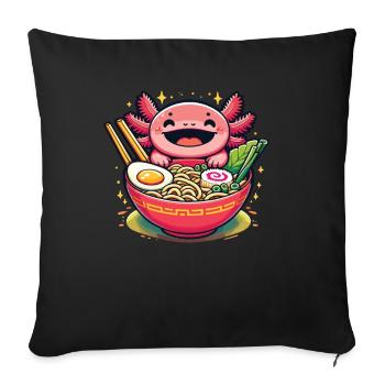 Mais d’abord, l’axolotl sucré mange des ramen - Housse de coussin décorative 45 x 45 cm - noir - Devant