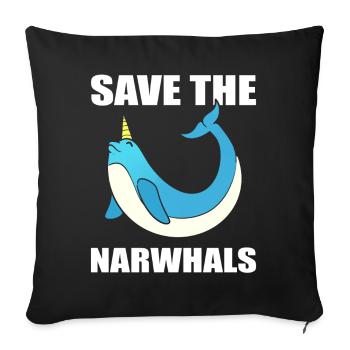 Save The Narwhals Aquaristin - Sofakissenbezug 45 x 45 cm - Schwarz - Vorne