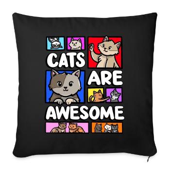 Cats are awesome, kitten lover meme, - Sofa pillowcase 17,3'' x 17,3'' (45 x 45 cm) - black - Front