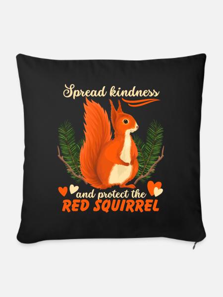 Lustiger Eichhörnchen Spruch, Rotes Eichhörnchen - Sofakissenbezug 45 x 45 cm - Schwarz