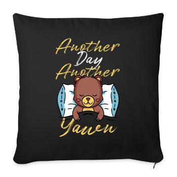 First Caffeine Vibes Another Day Yawn Meets Coffee - Sofa pillowcase 17,3'' x 17,3'' (45 x 45 cm) - black - Front