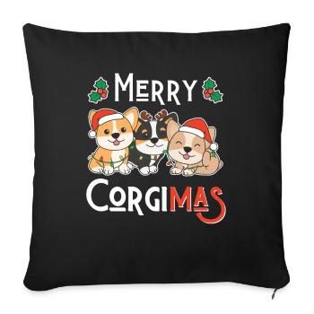 Joyeux Noël Corgima’s Pun Corgi - Housse de coussin décorative 45 x 45 cm - noir - Devant