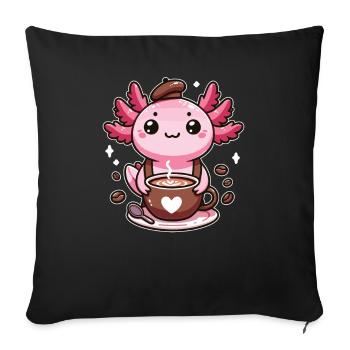 Coffee Beans with Coffee Axolotl French - Sofa pillowcase 17,3'' x 17,3'' (45 x 45 cm) - black - Front